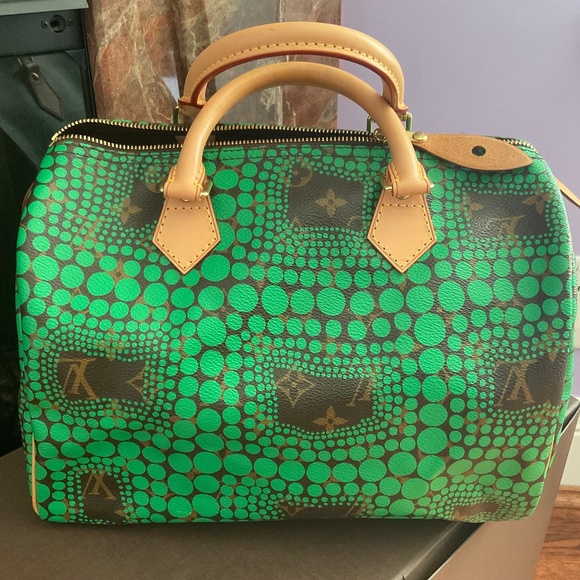 LOUIS VUITTON Limited Edition Yayoi Kusama Speedy 30 in green monogram dots !! - Picture 1 of 15
